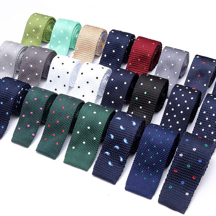 SHENNAIWEI 5.5cm  Knitted Tie Ties for Men Gift  Dot Pattern Necktie